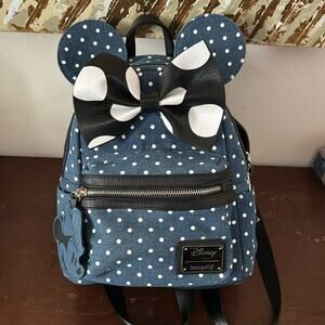 Disney LoungeFly | Minnie Mouse Demin Polka Dot NWOT